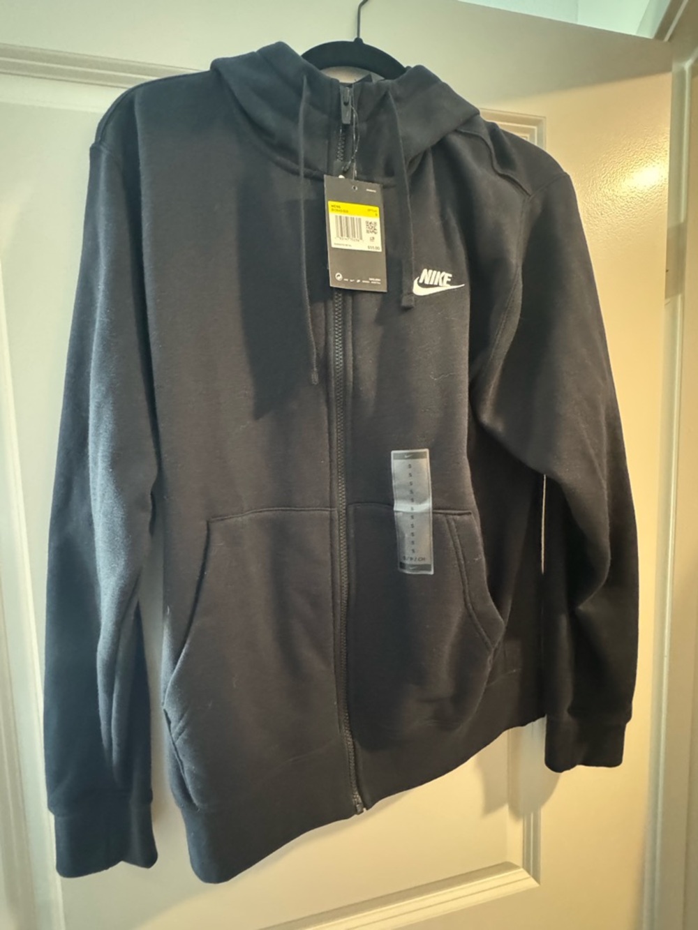Nike Black Zip-Up Hoodie with White Swoosh